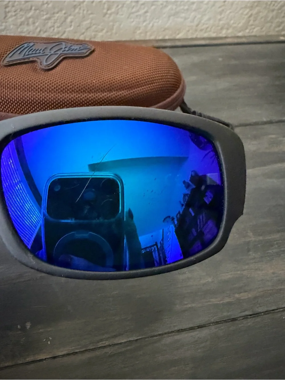 Maui Jim Matte Black Frame Sunglasses with Blue Mirror Lenses - World Cup